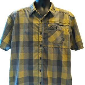 Simms Plaid Fishing Shirt Mens XL Yellow Short Sleeve Casual Outdoor Lightweight